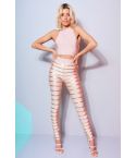 Lovemystyle Pink And Gold Co-ord Featuring Crop And Trousers