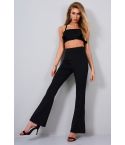 Lovemystyle Co-ord With Ruffle Crop Top And Bootleg Trouser