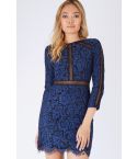 Goldie London Black Bodycon Dress With Navy Blue Lace Overlay