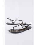 Lovemystyle Black Sandals With Silver Diamante Embellishments