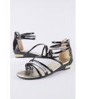 LMS Svart Multi rem platt Sandal med Diamante detalj