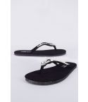 Lovemystyle Black Flip Flop Sandals con argento gemme