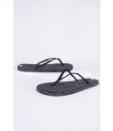 Lovemystyle schwarze Flip Flops mit weißen Polkadot-Sohle