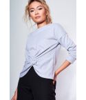 LMS Grey Knot Front Sweatshirt With 3/4 Sleeves
