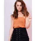Lovemystyle Ribbed Knitted Sleeveless Crop Top In Orange