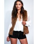 LMS Sleeveless Faux Fur Gilet With Satin Side Inserts