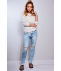Lovemystyle Washed Blue Jeans With Knee Slits - SAMPLE