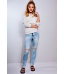 Lovemystyle Blue Jeans lavato con fessure di ginocchio