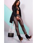 Lovemystyle oro paillettes Leggings con elastico in vita