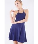 Vestito a pieghe allacciato al collo maglia blu Navy Lovemystyle