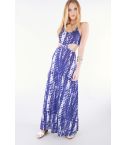 Lovemystyle impreso Maxi vestido de azul y blanco con Cut-Out