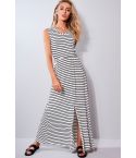 Lovemystyle noir et blanc rayé dos nu robe Maxi