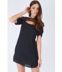 Lovemystyle nero maglia tagliato abito manica corta