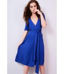 Lovemystyle azul real vestido Maxi con inmersión cuello y lazo cintura