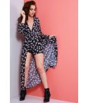 Lovemystyle Floral Double Layer Long Sleeve Maxi Style Playsuit