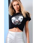 T-Shirt Lovemystyle noir avec crâne et graphique Rose