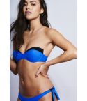 LMS blauen und schwarzen trägerlosen Bikini mit geflügelten Cup Detail