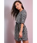 Lovemystyle schwarz-Skater-Kleid mit Creme aztekische Print