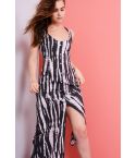 Lovemystyle Tie Dye Maxi Dress With Cross Back And Split Front