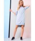 Lovemystyle Grey Hooded Sweater Dress With Drop Hem