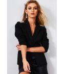 LMS negro manga larga Blazer con hombros tachas plata