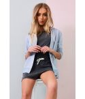 Lovemystyle Casual gris con capucha chaqueta con cremalleras