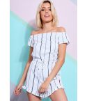 Lovemystyle White Playsuit With Frills And Stripes