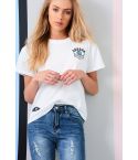Lovemystyle weißes T-shirt mit Pailletten Augapfel Verzierung