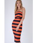 Lavish Alice Striped Off The Shoulder Bodycon Dress