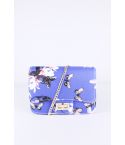 LMS Blue Floral, Butterfly Print Side Bag With Gold Chain Strap