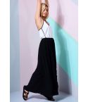 Lovemystyle Black Pleated Maxi Skirt With Chiffon Overlay
