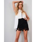 Lovemystyle Black Mini Skirt With Crochet Lace Pattern