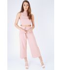 Lola May Dusty Pink High Waisted Culottes And Crop Top Co-ord