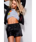 Lovemystyle ecopelle Shorts a vita alta In nero