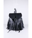 Lovemystyle Medium Black Backpack With Fringing