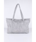 Lovemystyle Grey Faux Suede Snake Skin Tote Bag