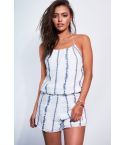 Parisiska vit bomull broderade Playsuit med grimma hals