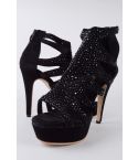 Lovemystyle embelli talons plate-forme en noir