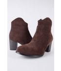 Lovemystyle Brown Faux Sueded Ankle Boots With Heel