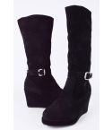 Lovemystyle Knee High Boots With Wedge Platform In Black