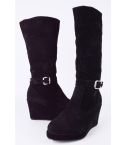 Lovemystyle Knee High bottes avec plate-forme Wedge en noir