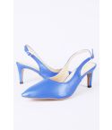 LMS Blue Pointed Toe Sling Back Court Shoe With Mid Heel