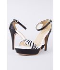 Lovemystyle Black And White High Heels With Zebra Patterned Strap