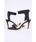 LMS Black Suede High Heel Sandal With Velcro Angle Strap