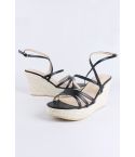 LMS zwarte Strappy steken sandalen met touw Detail zolen