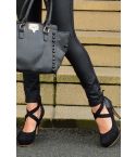 LMS Black Suede And Snake Skin Round Toe Platform Court Shoe