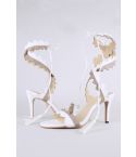 Lovemystyle Wraparound Zigzag Heel Sandals In White