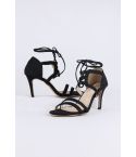 Lovemystyle Lace Up Heeled Sandals In Black