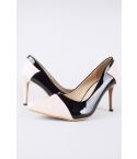 Lovemystyle Black And Nude Patent Court Shoe Heels