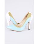 LMS Turquoise Hof schoenen met witte hiel en gouden Accent